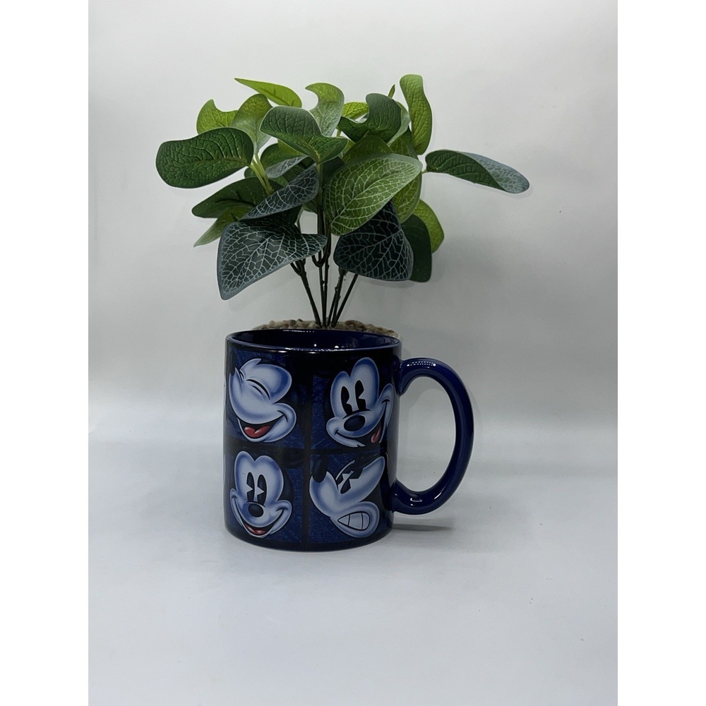 Mickey Mouse Many Faces Huge Ceramic Mug Official Disney Stores Item Navy Blue